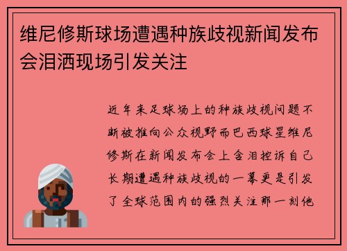 维尼修斯球场遭遇种族歧视新闻发布会泪洒现场引发关注