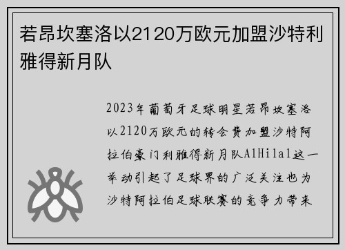 若昂坎塞洛以2120万欧元加盟沙特利雅得新月队